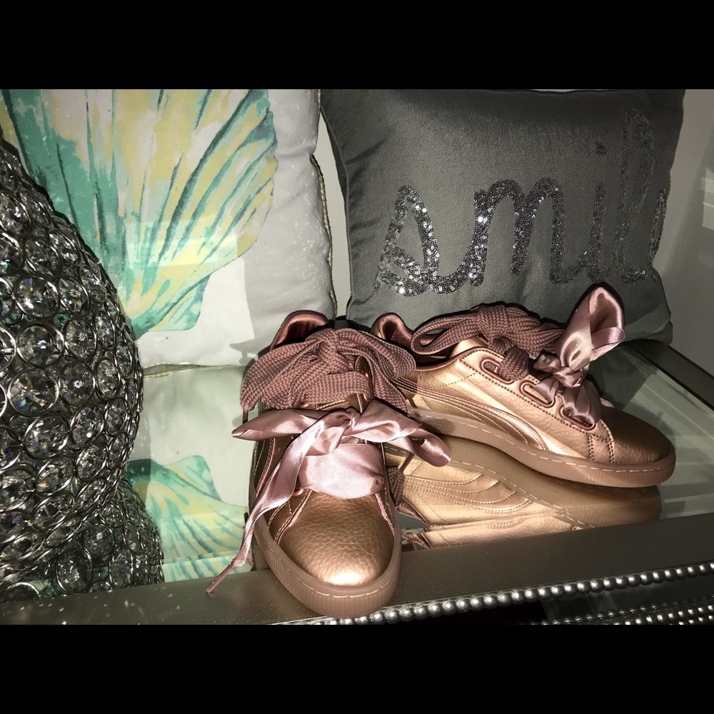 PUMA basket heart rose gold sneakers
